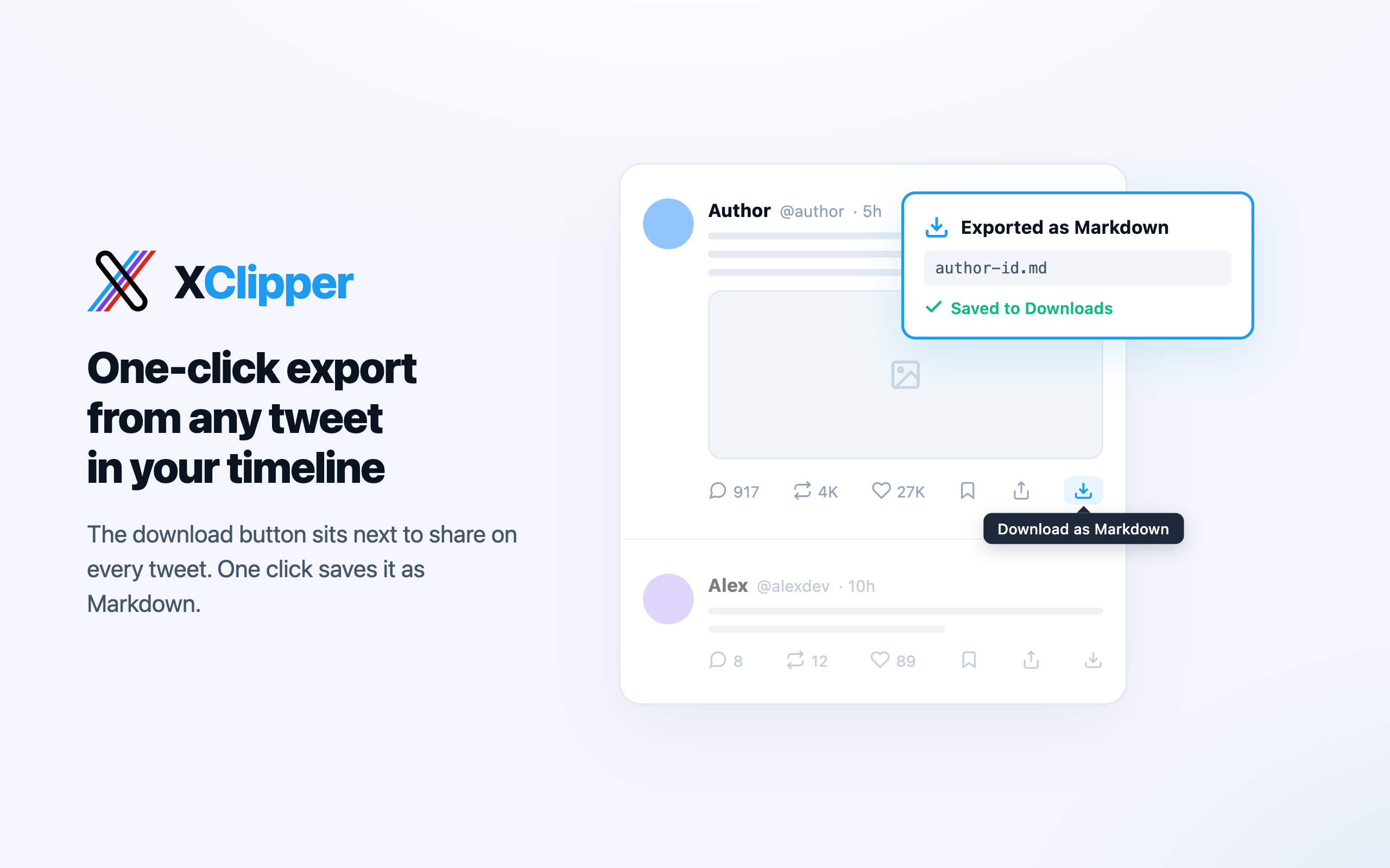 Inline download button on a tweet
