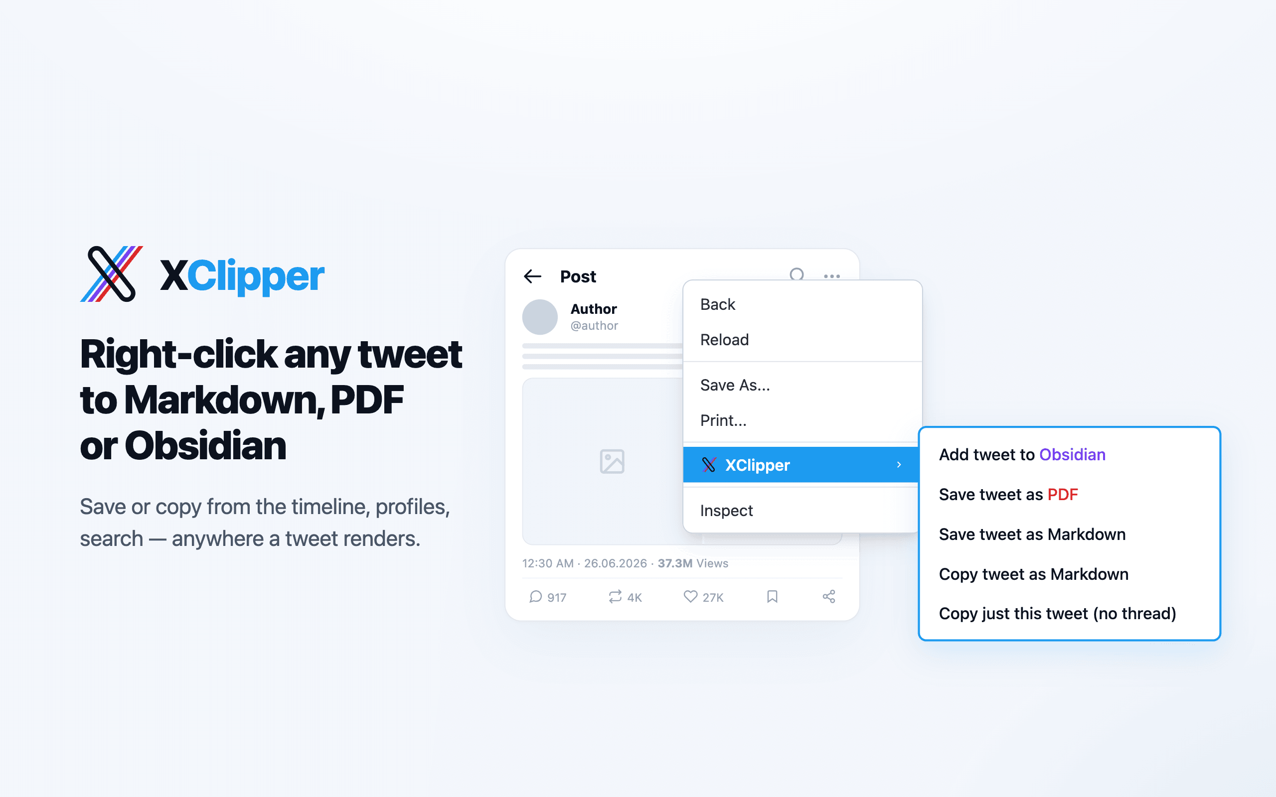 Right-click context menu with XClipper items